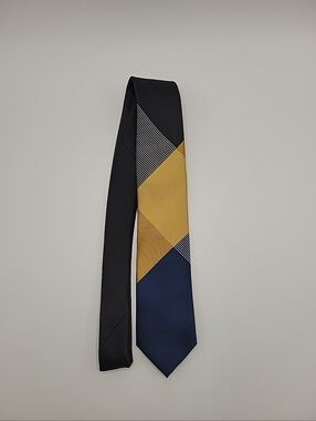 Men's Colorblock Geometric Tie in Black, Gold & Navy